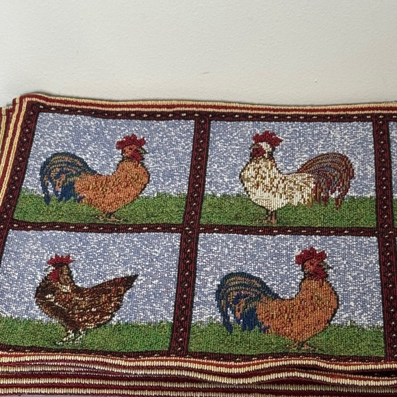 Home Collection Tapestry Rooster Chicken Cotton Blend Placemat Set of 6 - Picture 1 of 8